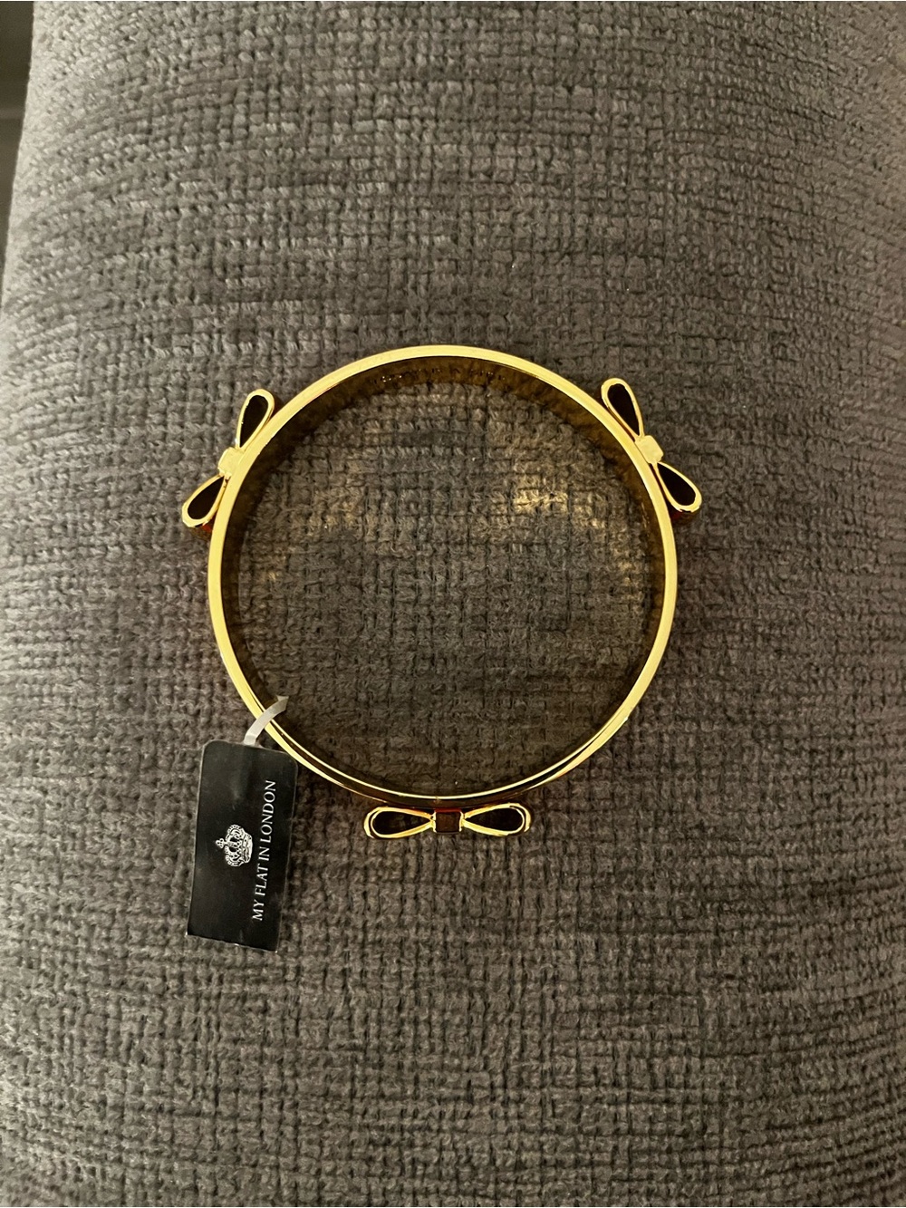 Brighton My Flat in London Orang Enamek and Gold Bow Bangle Bracelet NEW